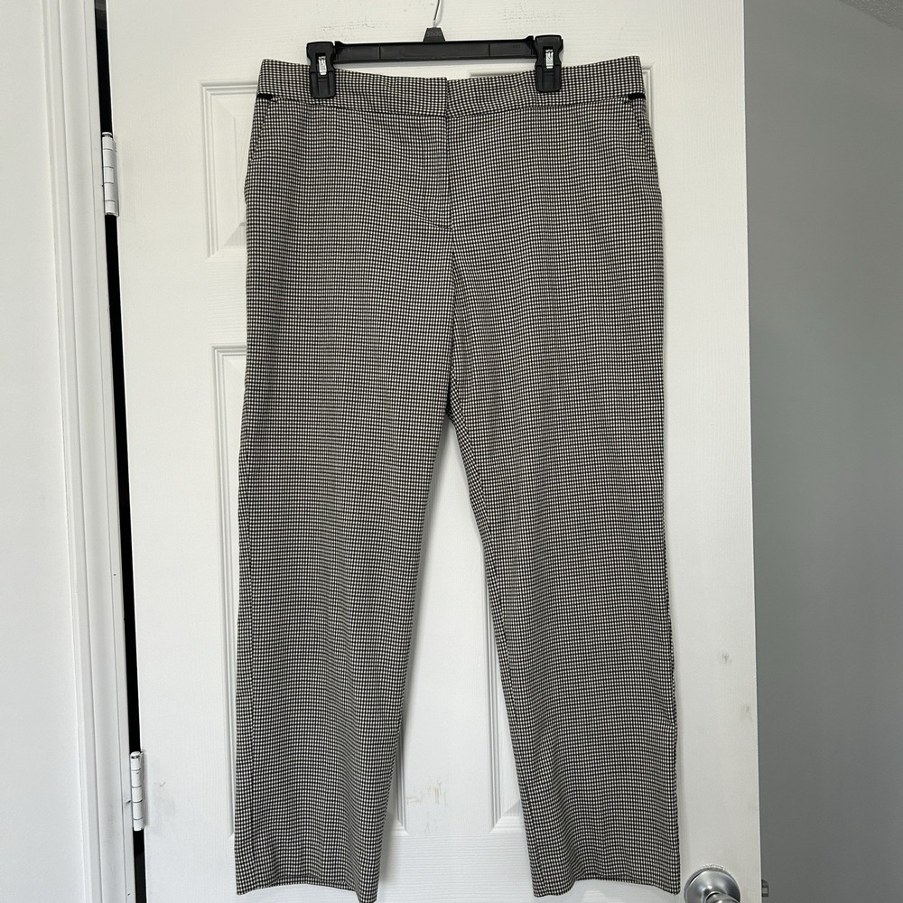 Talbots Signature Ankle‎ Pants Sz 14 Black/White Career Classic Cotton Blend